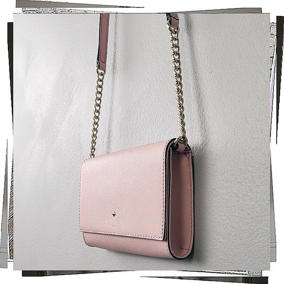 Soft Pink Mini Leather Crossbody Bag / Clutch (Removable Strap) by Kate Spade - Picture 1 of 8